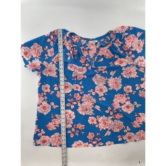 Studio B Bobeau Plus Size Turquoise Blue‎ Floral Peasant Flutter Sleeve Top 3x - Picture 8 of 8